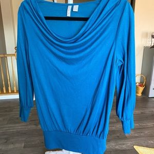 Drop waist cowl neck blouse